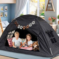 Bed Tent for Kid Twin Size Bed Canopy,Sensory Breathable Privacy Space Sleeping Drafty Room Dream Tents Indoor Play Tent Black-Out Kid Sleep Tent (Black, Twin)