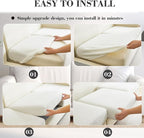 Sofa Covers Couch Covers for Sofa Pet Friendly Couch Cushion Covers Universal Sofa Covers Washable Stretch Slipcovers for Sectional Sofa (Texture Ivory White,Chaise Cover)