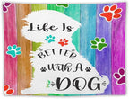 VUMIVI Cute Dog Tapestry Rainbow Color Planks Rustic Farmhouse Home Decor Pet Paws Tapestry Wall Hanging for Living Room Bedroom Dorm Classroom Aesthetic Decor W80xL60in