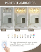3-Light Brushed Nickel Bathroom Light Fixtures, 21 Inch Modern Bathroom Vanity Lighting Fixtures Over Mirror with Clear Glass and Metal Cage Wall Sconce Lights for Bath, E26, OS-3014BN-3W