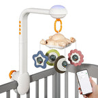 Tumama Baby Crib Mobile with Projection Night Light, Music and White Noise, Soft Plush Mirror Hanging Toys, Mute Spin Motor Nursery Toys for Infant 0-3, 6-9 Month Newborn Xmas Gift (Clouds)