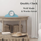Mantel Clock Battery Operated - Wooden, Rustic Teal Mantle Clock for Living Room Decor Above Fireplace Mantel, Office, Shelf & Home Décor Gift 15x7.5 - Silent Wood Mantel Clock for Living Room Table