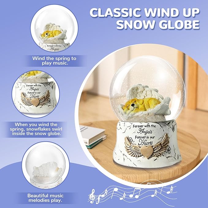 Angel Dog Music Snow Globe, Christmas Indoor Decor, Golden Retriever Lost Pet Memorial Gift, Dog Passing Away Gifts, Ideas, Dog Lover idea.