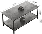 SAYGOER Coffee Table with Storage 2-Tier Industrial Center Table for Living Room, Rectangle Wood Table for Small Spaces Apartment Home Office, Concrete Gray