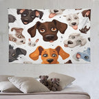 VUMIVI Cartoon Dog Head Tapestry Adorable Pets Humorous Style Abstract Art Illustration Tapestry Wall Hanging for Living Room Bedroom Dorm Classroom Aesthetic Decor W90xL60in
