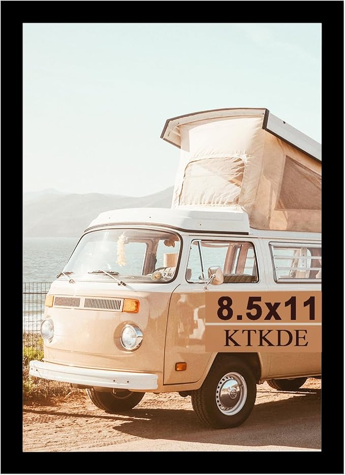 KTKDE 8.5 by 11 Picture Frame Black, Picture Frames 8.5 x 11frame with Shatter Resistant Plexiglass for Wall Mounting Display Horizontally or Vertically Hanging, Diploma Certificate Frames 8.5 x 11