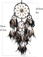Large Dream Catcher Wall Decor Brown and Black Dream Catchers with Tree of Life Pendant Bead Handmade Feather Dreamcatcher Wall Hanging Ornament for Bedroom Living Room Home Decor
