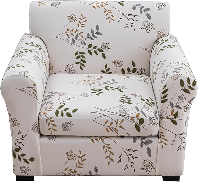KRFOONN 2 Piece Couch Chair Cover Printed Sofa Covers Couch Covers Stretch Armchair Sofa Couch Slipcovers Furniture Protector with Elastic Bottom for Living Room (Armchair, 50)