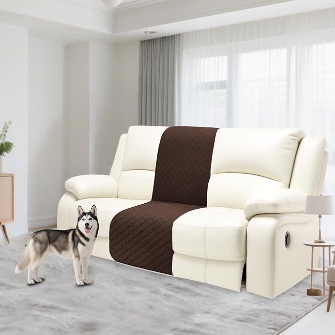Reclining Sectional Couch Covers 100% Waterproof L Shape Recliner Couch Covers for Dogs Pets Washable Anti Slip 1 Additional Couch Cover for Reclining Couch (Additional Seat, Dark Brown)