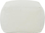 SAFAVIEH Couture Collection Samuels White Faux Shearling Ottoman Square Pouf (Fully Assembled)