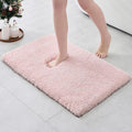 ILANGO Pink Christmas Bathroom Rugs 36" × 24" Non Slip & Super Absorbent Extra Thick Soft, Washable Bath Mat for Floor, Non Shedding Microfiber Shaggy Bath Rug with Rubber for Bathtub Sink