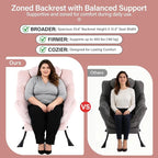 Lazy Chair with Ottoman, Modern Accent Chair with Lumbar Pillow, Velvet Pink Sofa, Lounge Chairs with Folding Footrest, Oversized Supportive Chairs for Bedroom, Reading