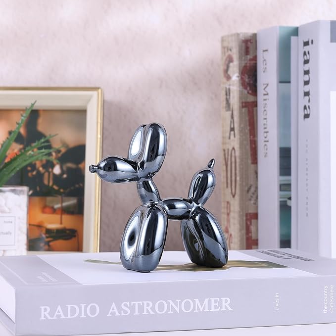 Black Balloon Dog Decor,Balloon Animal Sculpture, Preppy Room Shelf Decor,Cute Statue Home Decors, Bedroom Modern Sculpture Desk Decors,Office Gold Decorations Small Figurines