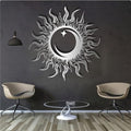 KingGenius Sun Moon Star Wall Decor,Metal Sun Wall Art,Sun Moon Art,Celestial Decor (Silver, 27.5"x27.5"/70x70cm, Metal Wall Art)