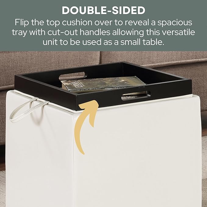 Designs4Comfort Park Avenue Single Ottoman with Stool and Reversible Tray