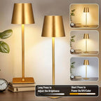 Retisee 12 Pack Cordless Table Lamp Portable Led Rechargeable Desk Lamp 3000mah Battery Operated 3 Color Stepless Dimming Waterproof Light Touch Control for Bedroom Restaurant Bars (Gold,Square Base)