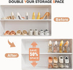 Neprock Shoe Slots Organizer for Closet,12 Pack Acrylic Shoe Stackers for A Pair of Shoes,3 Levels Adjustable Shoe Rack Storage Shoe Space Saver 50%(Clear,12 Pack)