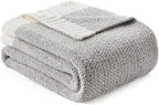 Snuggle Sac Oversized Grey Throw Blankets Twin Size,Super Soft Warm Blankets Cozy Knit Fuzzy Throw Blankets for Sofa, Bed, Heather Grey, 60x80 inches