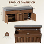 Shoe Bench with Storage - Lift Top Entryway Bench with Hidden Storage, Shoe Rack with Adjustable Shelves and Cushioned Seat, Wooden End of Bed Bench for Bedroom, Living Room and Hallway,Walnut