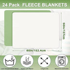 Newwiee 24 Pcs Fleece Throw Blankets Bulk 50'' x 60'' Oeko-tex Standard 100 Certified Spring Outdoor Wedding Guest Blankets Lightweight for Sleepover Donation Lap Pet Sofa Home (Light Green/White)