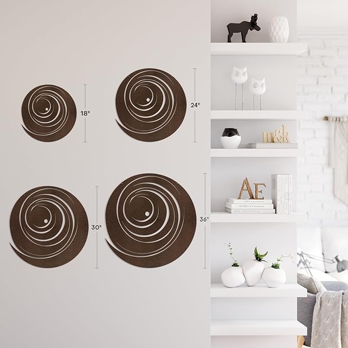 SIGNLEADER Metal Wall Art Decor Color Block Circles Minimalist Modern Abstract Wall Sculpture Hangings Home Decoration for Living Room, Bedroom, Bathroom, Kitchen, Outdoor - 30" Bronze
