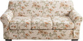 KRFOONN 4 Piece Printed Sofa Couch Cover for 3 Cushion Couches Stretch Sofa Slipcovers with 3 Separate Seat Cushion Covers Washable Furniture Protector with Elastic Bottom (Sofa, 57)