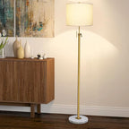 【Upgrade】Gold Floor Lamps for Living Room, 55"-67" Height Adjustable Modern Standing Lamp with Marble Base, Pull Chain Switch, 3-Way Dimmable Tall Pole Lamp for Bedroom Office Reading, Bulb Included