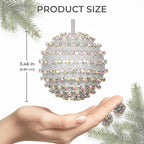 Iridescent Crystal Rhinestone Ball Ornaments, 4 Pack Handcrafted Sparkling Christmas Tree Decorations, Hanging Ornaments for Holiday & Home Décor in Luxury Gift Box