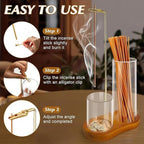 2 in 1 Incense & Candle Holder, 2 in 1 Incense Holder for Sticks with Glass Ash Catcher, Solid Wood Multifunctional Incense Burner, Home Incense Holder, Incense Stick Base (color1)