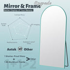 Antok Full Length Mirror, 58"x18" Floor Mirror, Arched Floor Standing Freestanding Arch Full Body Mirrors with Stand for Bedroom, Hanging Mounted for Living Room Cloakroom,Blue