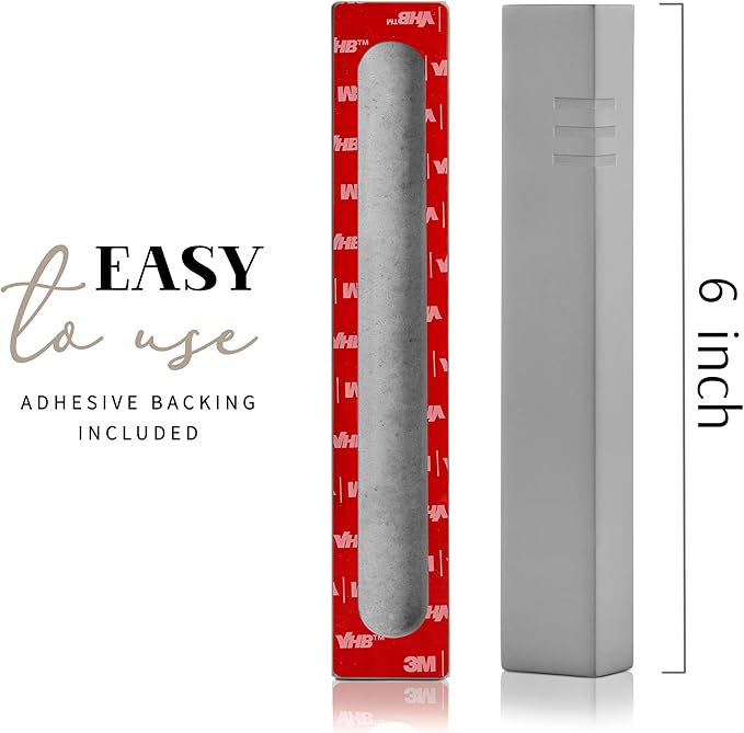 SURI Mezuzah for Door with Scroll Inside – 6 Inch Gray Concrete Judaica Mezzuzah Case with Non-Kosher Scroll, Self-Stick Adhesive, Gift Box Included, Fits a 5 Inch Scroll