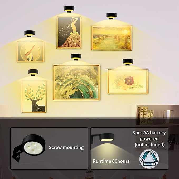 Wall Mounted Picture Light, Magnetic Poster Light, 13 Types of RGB, Remote Dimming Timer, Art Display Wall Mounted Decorative Light
