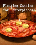 Floating Candles 3 inch Unscented and Non-Dripless Wax Burning for 13-15 Hours, 12 Pack Gold Floating Candles Used for Cylindrical Vases, Centerpieces at Parties Wedding and Home Decorations