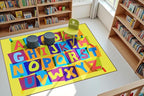 Booooom Jackson Kids Rug ABC Educational Rugs, 4'11x6'7'' Non-Slip Alphabet Carpet Preshool Rug for Kidsroom, Playroom, Daycare, School, Classroom, Yellow