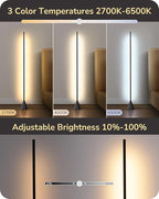 EDISHINE LED Corner Floor Lamp, New Gesture Control Dimmable Corner Light with Remote Control, 3000K-6000K Eye Caring Standing Lamp, Modern Minimalist Lit Lamp for Bedroom, Living Room, Office, Black
