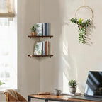 Demigo Corner Shelf Wall Mount, Set of 2 Solid Acacia Wood 11.8 x 16.5 inches Floating Corner Shelves, Smooth - Durable - Attractive Corner Shelves for Bedroom Living Room Bathroom Kitchen
