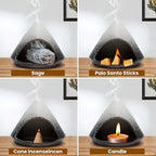 Palo Santo Holder, Mini Ceramic Zongzi Chimenea for Sage/Sticks/Cone, Modern Incense Burner for Yoga, Meditation, Energy Cleansing-Smudge Bowl with Ash Catcher, Anxiety Relief Gift for Women
