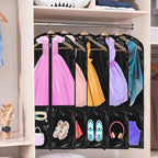 Windyun 10 Pack Garment Bags for Dance Costumes Kids 40 Inch Bags Hanging Clothes with 3 Clear Zipper Pocket Waterproof Garment Cover for Dance Competition, Travel, Closet Storage (Translucent Black)