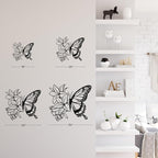 SIGNLEADER Metal Wall Art Decor Butterfly and Flowers Minimalist Modern Abstract Wall Sculpture Hangings Home Decoration for Living Room, Bedroom, Bathroom, Kitchen, Outdoor - 24" Black