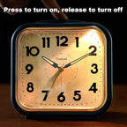5.5" Large Analog Alarm Clock • Silent Non Ticking • Gentle Wake • Beep Sounds • Increasing Volume • Battery Operated Snooze and Manual Light • Retro Blue