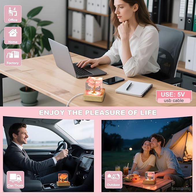 brambling brambing Sakura Elk Resin Ambient Light Bubble Free, Non Stringy, Odorless, Durable Premium Home Decor Piece, Perfect Craft for Collection Ideal Gift Choice. (Sakura - White, Small - 5CM)