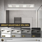 OKELI 4 Lights Bathroom Vanity Light Fixtures Brushed Nickel LED Dimmable Vanity Light Over Mirror Modern Wall Mounted Lighting Fixture, 350° Rotatable Lamp Head 32W Cold White 6000K ETL Listed