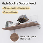 Wall Shelf Set of 1, Walnut Floating Shelves 30 in W x 10 in D x 1 in H, Wooden Floating Wall Shelf with Invisible Brackets for Living Room/Bedroom/Bathroom/Kitchen Storage and Decor