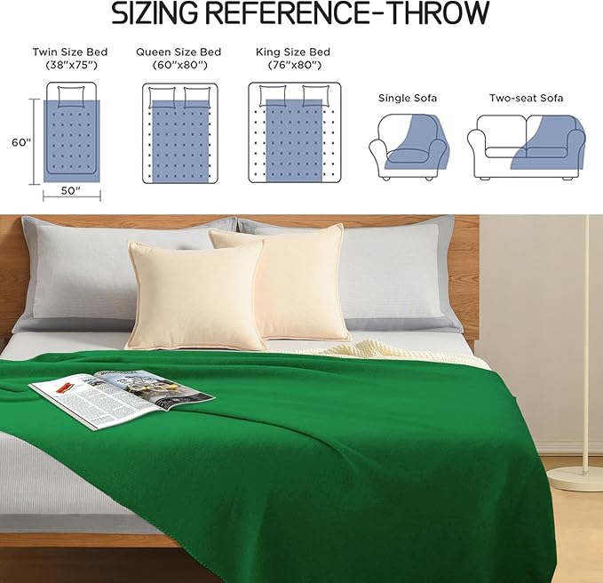 24 Pcs Fleece Blankets Bulk 60 x 50 in, Soft Lightweight Throw Blankets in Bulk Large Cozy Wool Blankets for Wedding, Bed, Couch, Outdoor, Use Gifts & Home, Homeless Men Women (Green)
