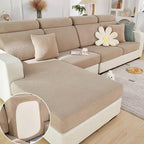 Sofa Covers Couch Covers for Sofa Pet Friendly Couch Cushion Covers Universal Sofa Covers Washable Stretch Slipcovers for Sectional Sofa (Texture Light Coffee, 3 Seats + Chaise Cover)