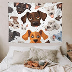 VUMIVI Cartoon Dog Head Tapestry Adorable Pets Humorous Style Abstract Art Illustration Tapestry Wall Hanging for Living Room Bedroom Dorm Classroom Aesthetic Decor W80xL60in