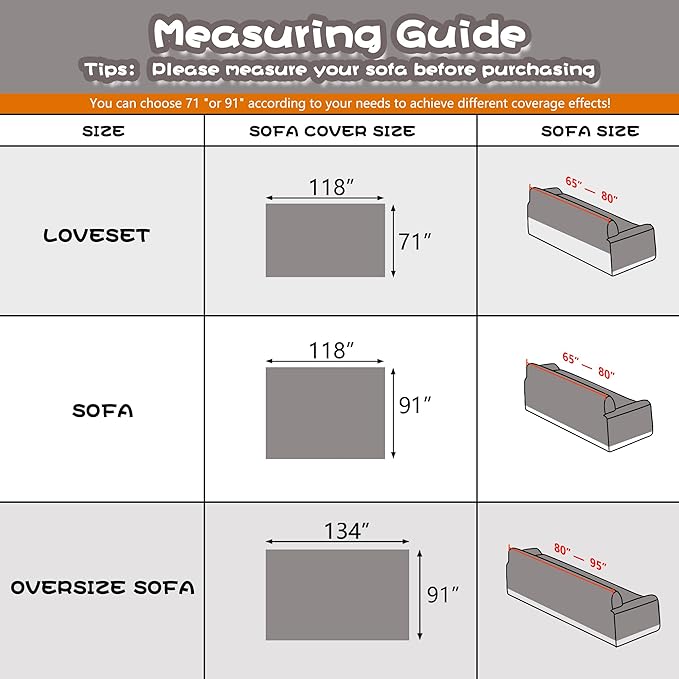 MYSKY HOME Couch Cover Sofa Covers for 3 Cushion Couch, Dog Couch Cover Protector for Sectional Sofa Covers Couch Protector, Non Slip Furniture Covers for Pet Cat, 91" x 118", Grey