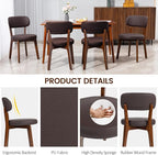 Yilaywain Mid-Century Modern Dining Chairs with Rubberwood Frame, Black Faux Leather Upholstered, 250 LBS Weight Capacity, Anti-Slip Protectors (Brown)