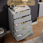 GarveeHome Fluted 5 Drawer Dresser for Bedroom, 48 in Tall Modern Chest of Drawers with Deep Drawers and Wide Top, Wooden Dresser Organizer for Living Room, Hallway, Kids Room, Grey