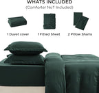 Bedsure Duvet Cover Full Size with Fitted Sheet - 4 Pieces Prewashed Cotton-Like Polyester Extra Soft Bedding Set, Includes 1 Duvet Cover 80x90 Inches, 2 Pillow Shams, 1 Fitted Sheet, Forest Green